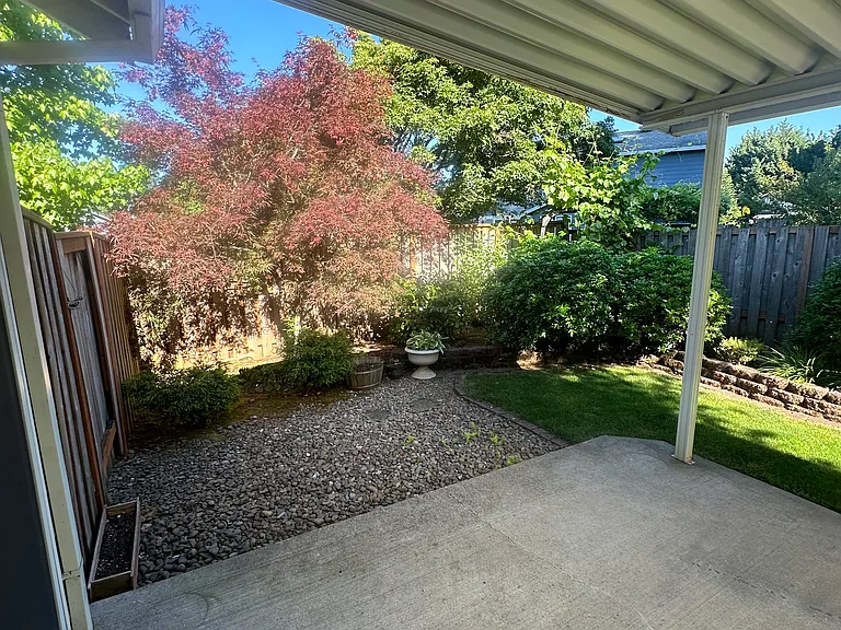 Private backyard covered patio
