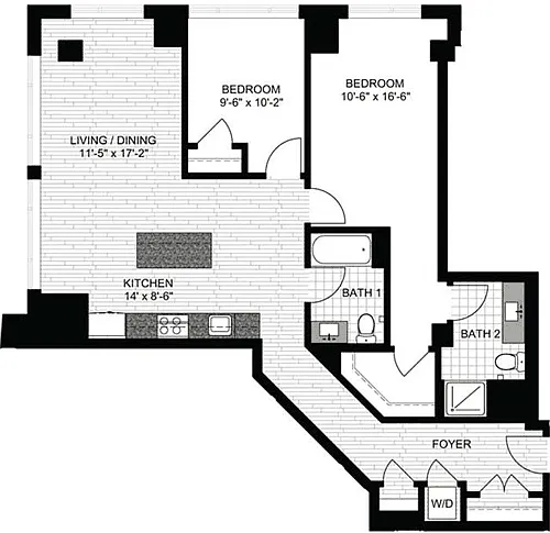 Floor plan 2 Bedrooms Q
