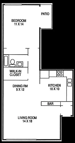 Floor plan Jackson Heights 1 Bedroom
