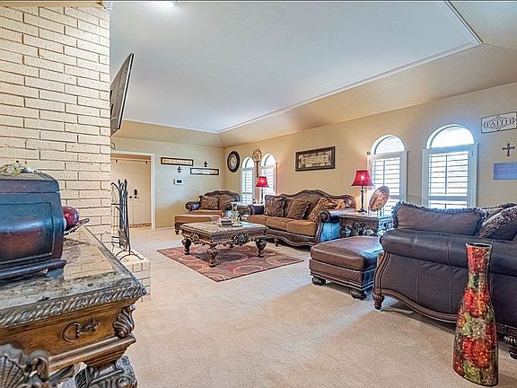 Living room with fireplace. 