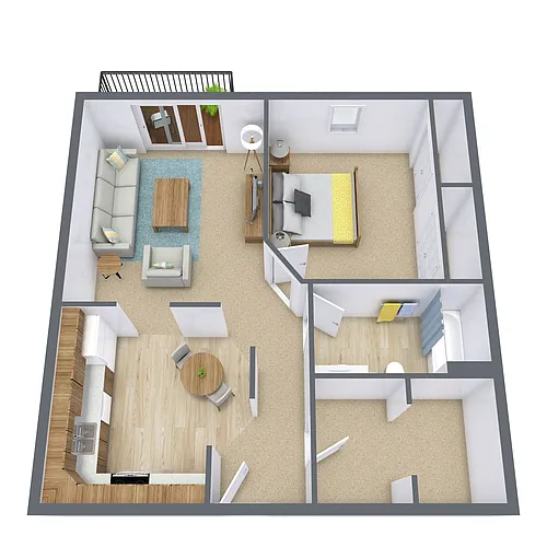 Floor plan One Bedroom 11D