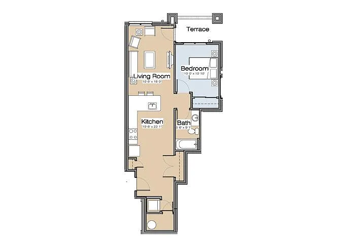 Floor plan Floor Plan D1A One Bedroom / One Bath