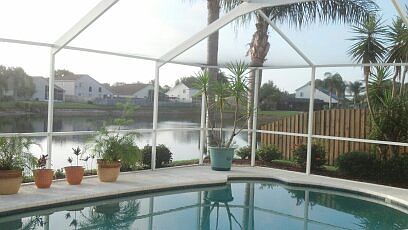 Poolside lake view