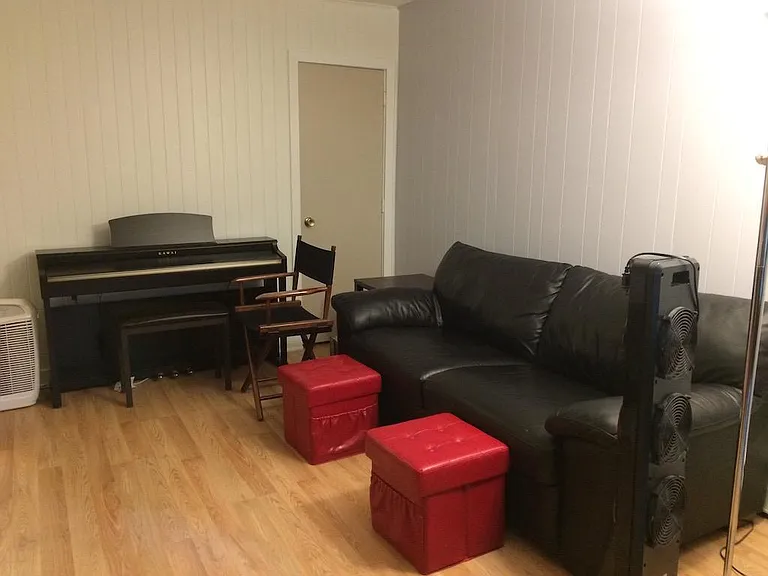 Living room/Dining room, facing Living room and closet. Furnishings not included