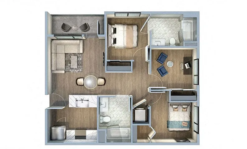Floor plan 3 Bed/2 Bath-3A/3B