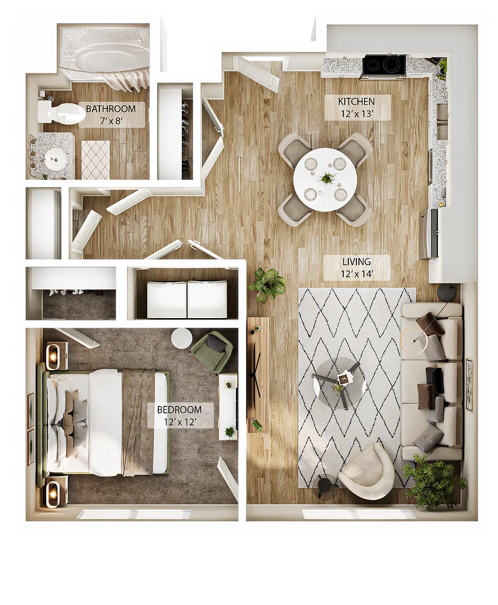 Floor plan 1 BR Vale Overlook