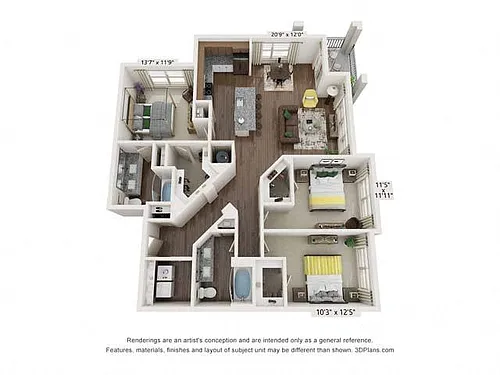Floor plan Three-Bedroom (C1)