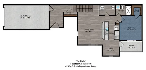 Floor plan The Drake with Garage