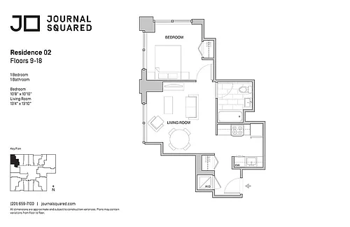 Floor plan 1 Bed | 1 Bath - 1