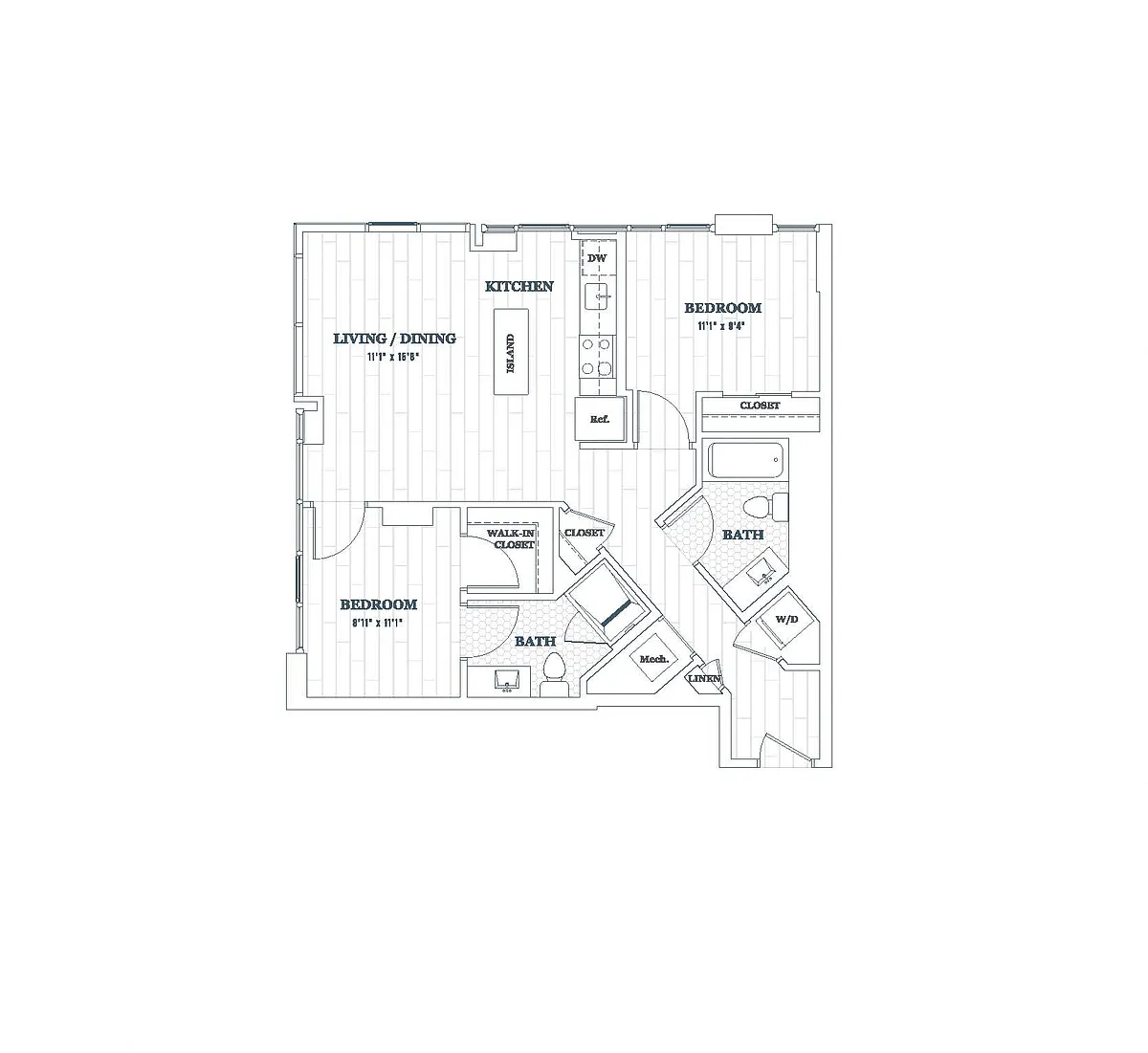 Floor plan 2 Bedroom - 2 Bath | b07