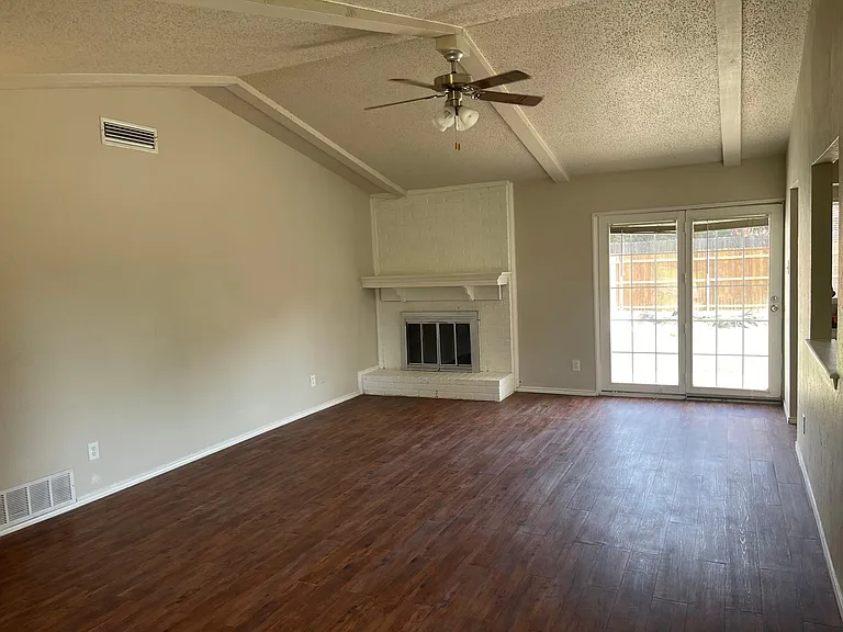 Living Room, Fireplace and back yard entrance