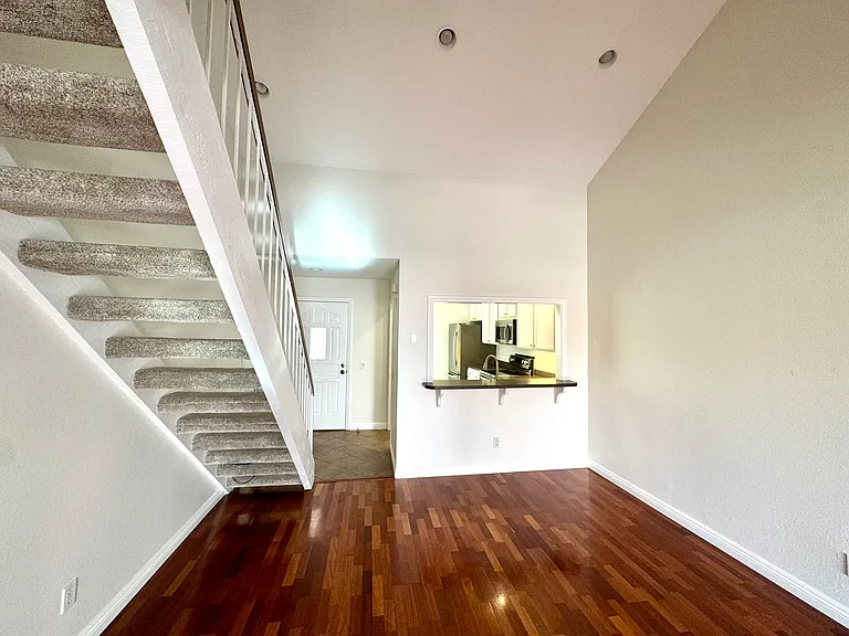 Living room, kitchen view