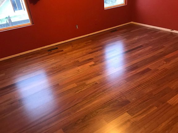 New wood flooring in master bedroom and closet. Master bathr