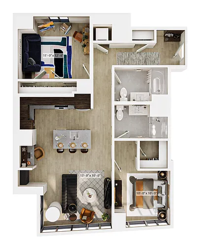 Floor plan 2 Bed/2 Bath-B3