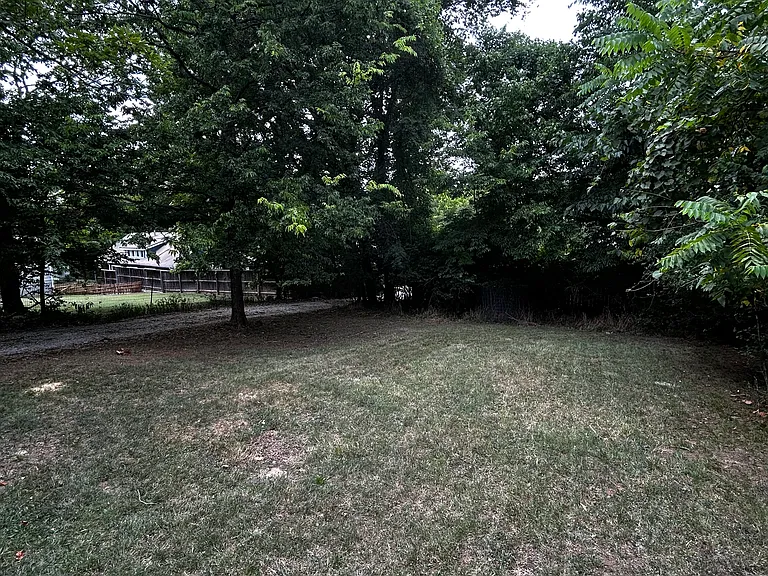 Large back yard beyond deck