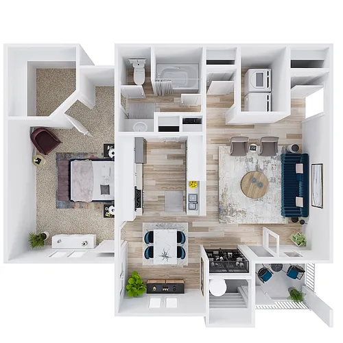 Floor plan 1 Bed 1 Bath B - Renovated