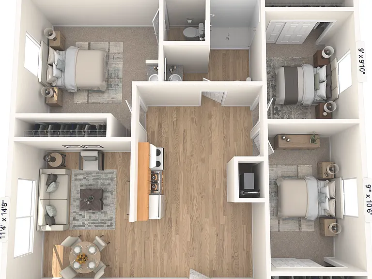 3x2 20a floor plan Village East Apartments