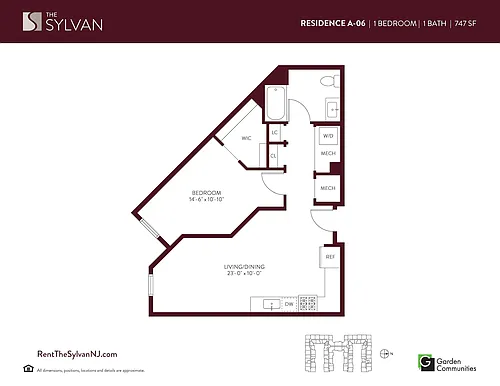 Floor plan One Bedroom Apartment A-06