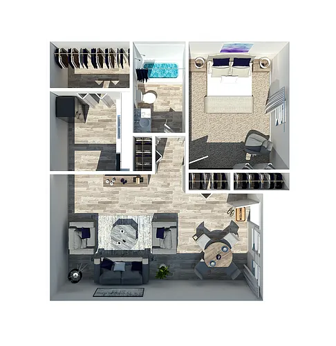 Floor plan 1 Bedroom 1 Bathroom