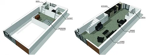 Floor plan Townhome 1 Bed Loft