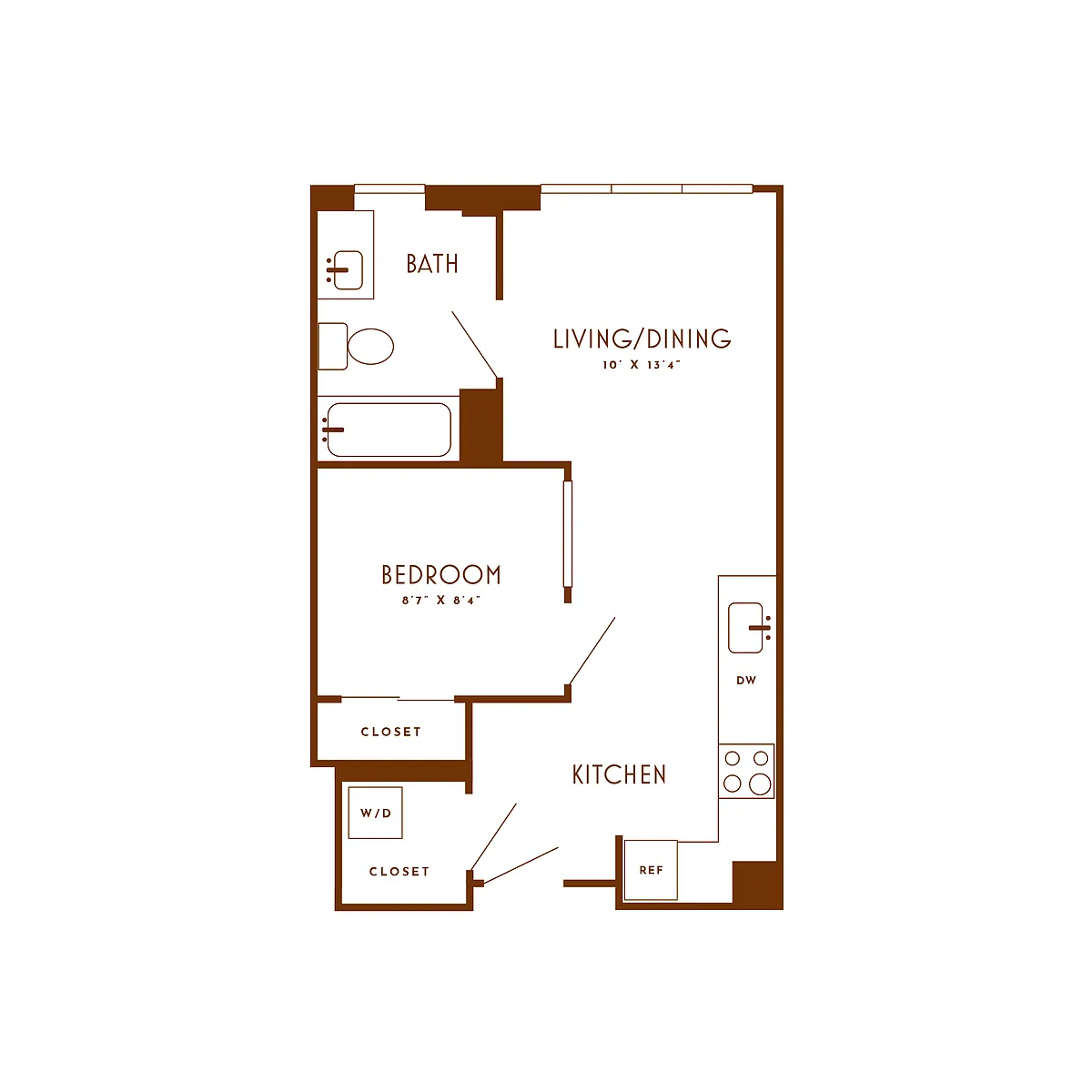 Floor plan 1 Bed/1 Bath-B15