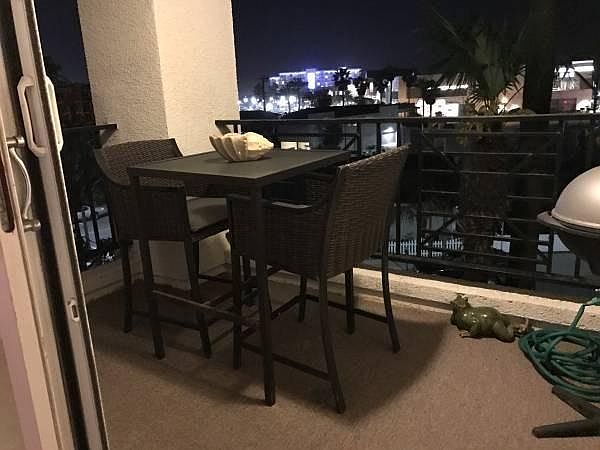 Patio at night looking away from beach