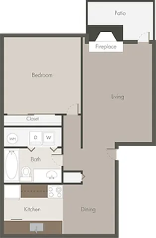 Floor plan 1 Bed 1 Bath_D