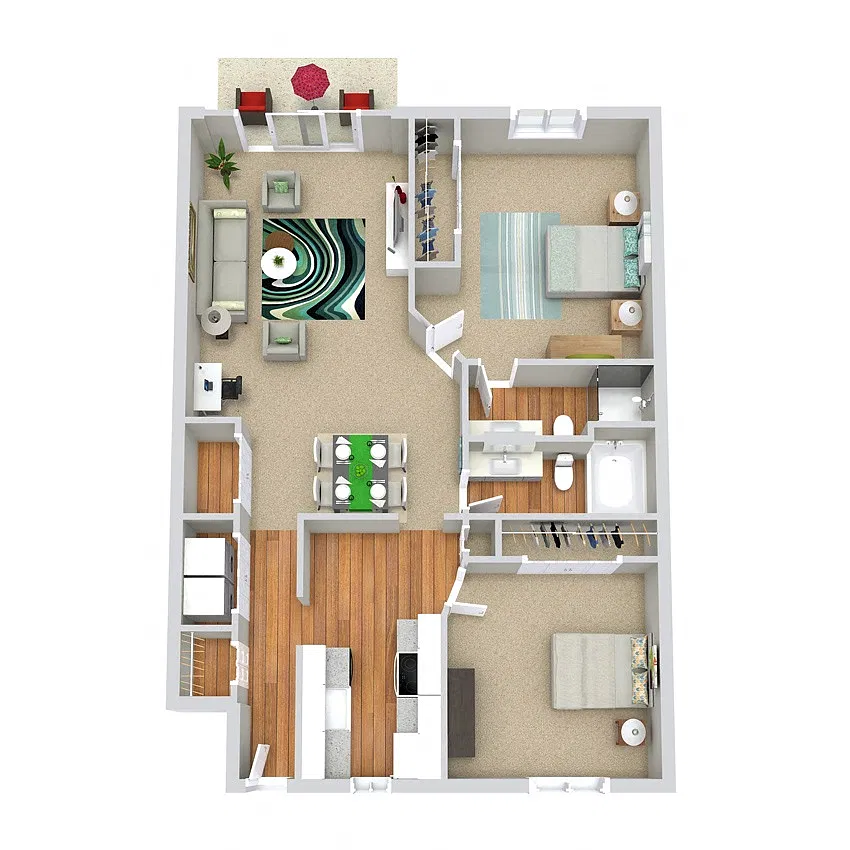 Floor plan 2 Beds | 2 Baths Lower Villa