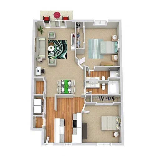 Floor plan 2 Beds | 2 Baths Lower Villa