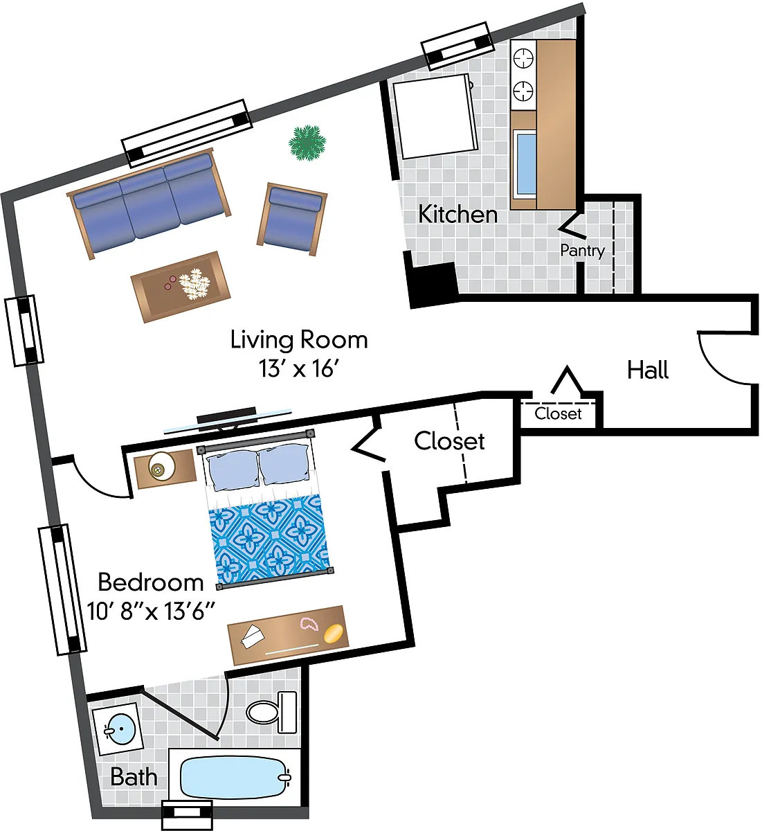 Floor plan 1 Bedroom 11 Tier