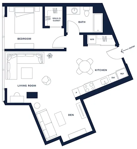 Floor plan 1 Bed/1 Bath-I2