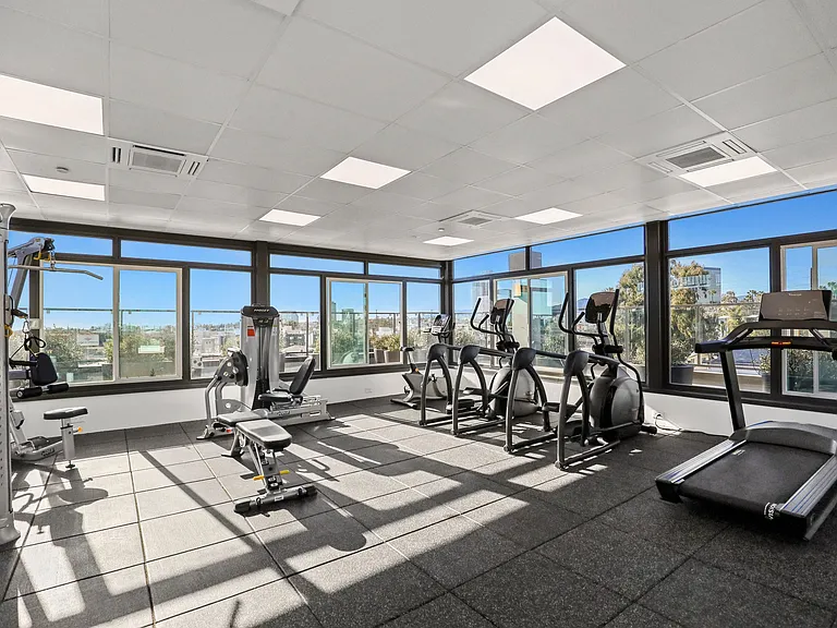 Fitness Center on the Rooftop with Views of the City