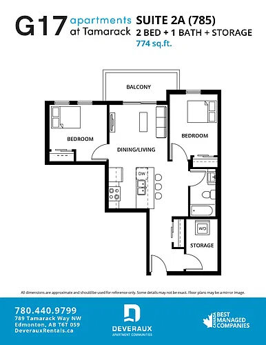 Floor plan 2 Bedroom, 2 Bathroom + Storage