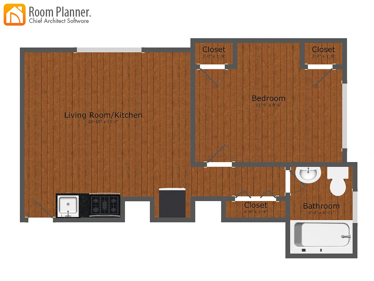 Floor plan Jr 1 Bed 1 Bath