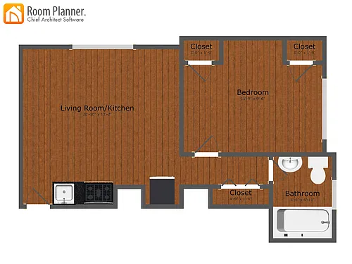 Floor plan Jr 1 Bed 1 Bath