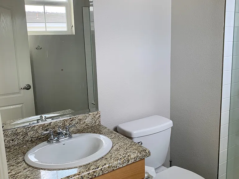 Toilet and vanity in ensuite bathroom