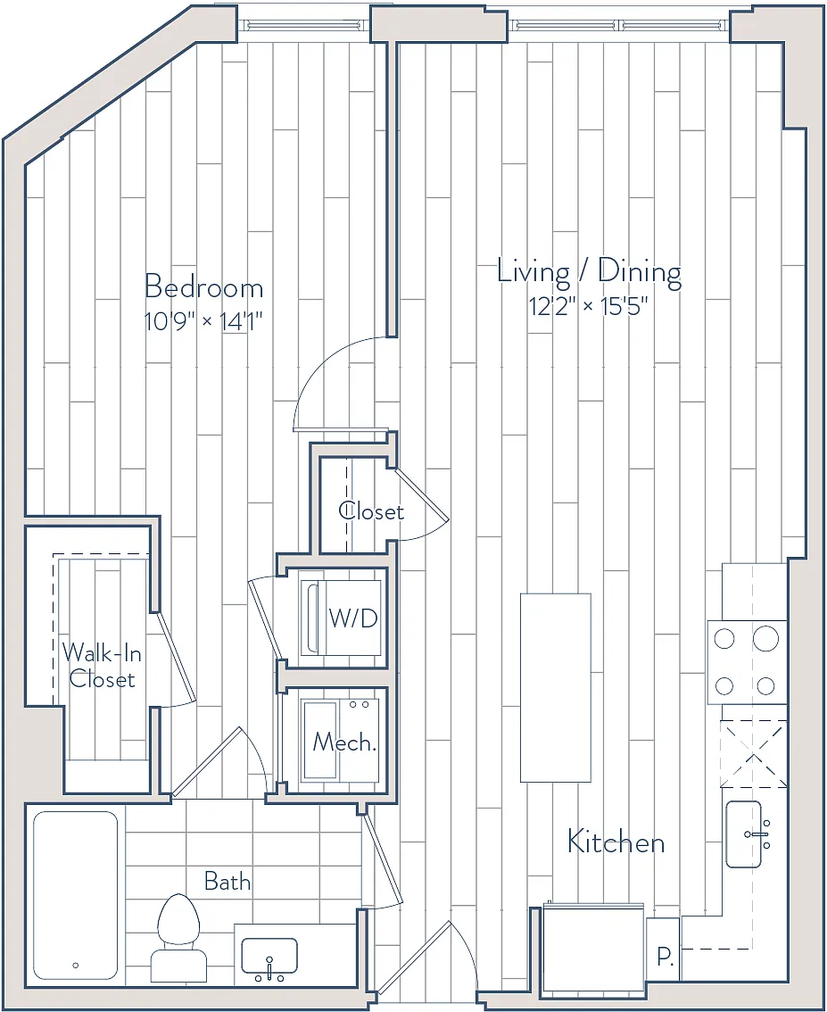 Floor plan 1 Bed/1 Bath-C9-2