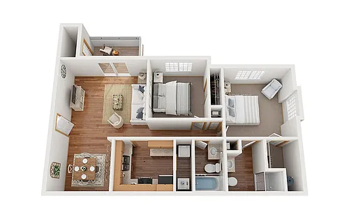 Floor plan 2 Bed 2 Bath Gold