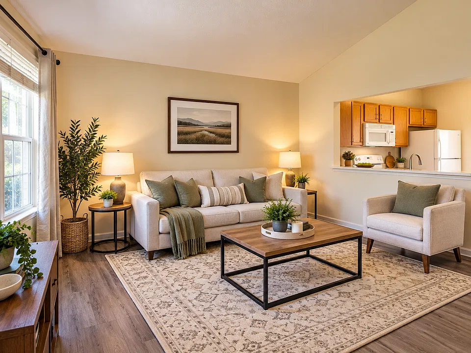 Virtually staged living room