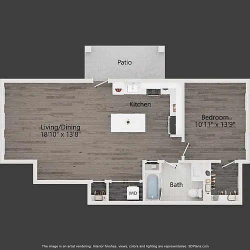 Floor plan 1 BR 1 BATH TOWNHOME W PATIO