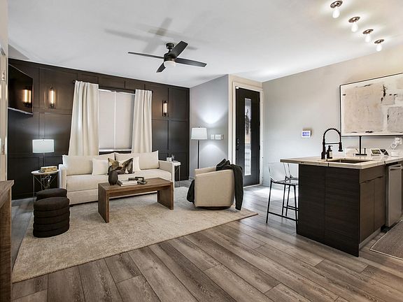 living area with pull out sleeper sofa
