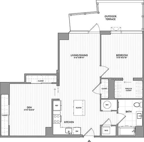 Floor plan 2 Bed/1 Bath Jr-AD4A