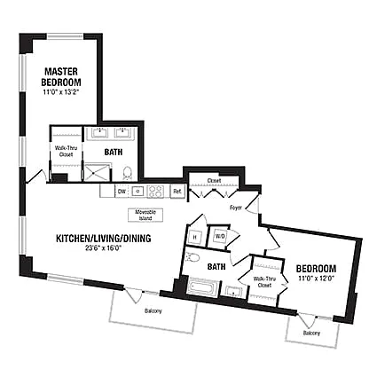 Floor plan 2 Bed/2 Bath-B3