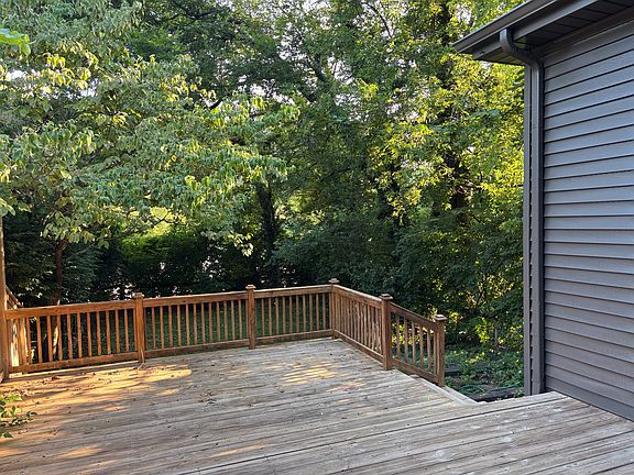 Exterior storage shed off deck.