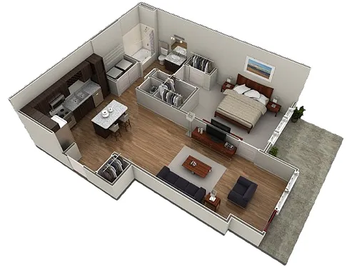 Floor plan 1 BR Designer Courtyard