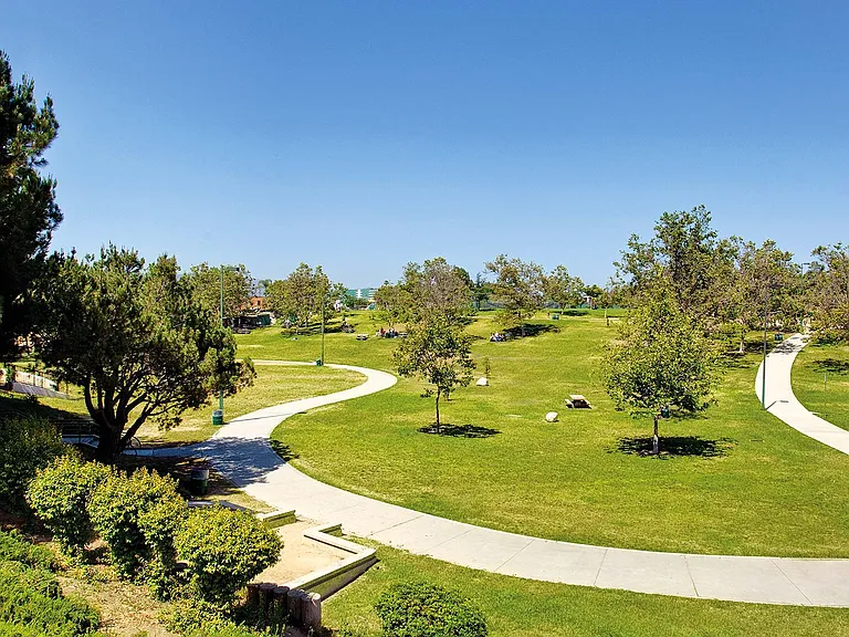 Pan Pacific Park is directly across the street