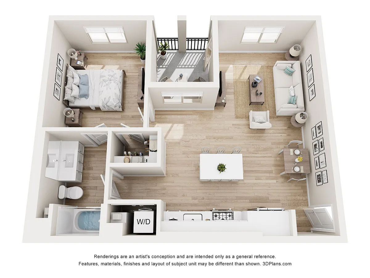 Floor plan 1 BD, 1BTH A2