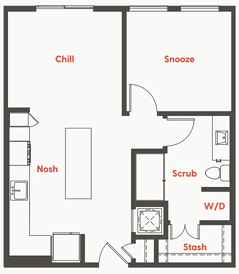Floor plan A1C 1Bed/1Bath