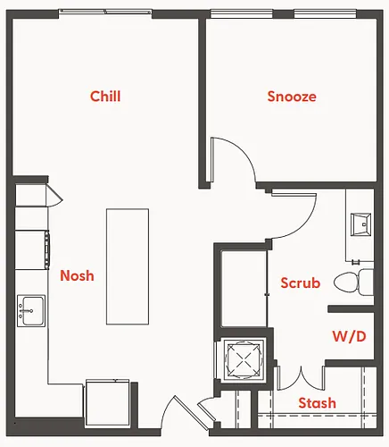 Floor plan A1C 1Bed/1Bath