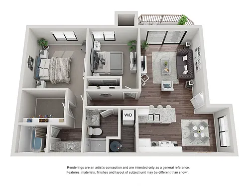 Floor plan B1: 2 Bed 2 Bath